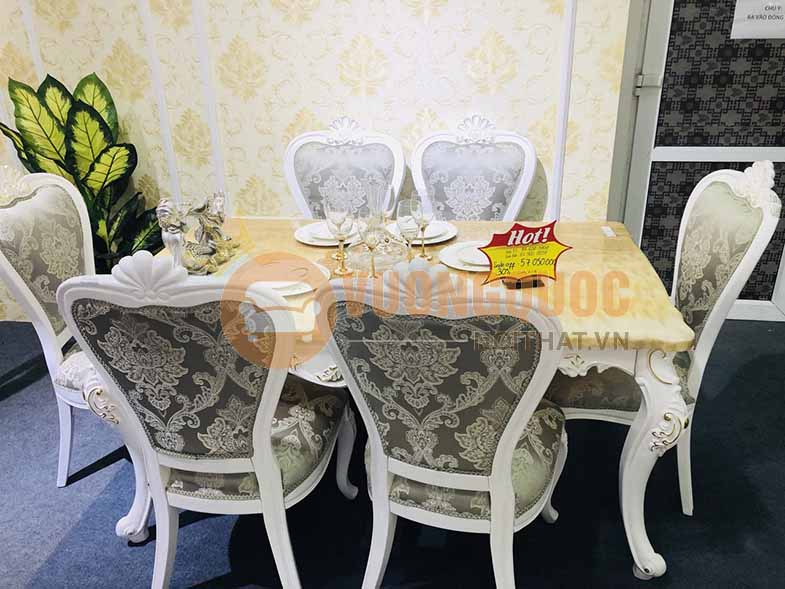 Bộ bàn ăn tân cổ điển 6 ghế cao cấp GDM907BS